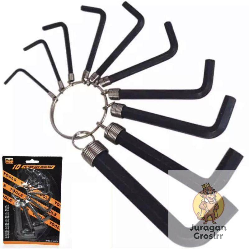 JG - KUNCI L - KUNCI SET ISI 10 KUNCI L HEX KEY KUNCI HEX KET ISI 10 HUIDI TOOLS OBENG L