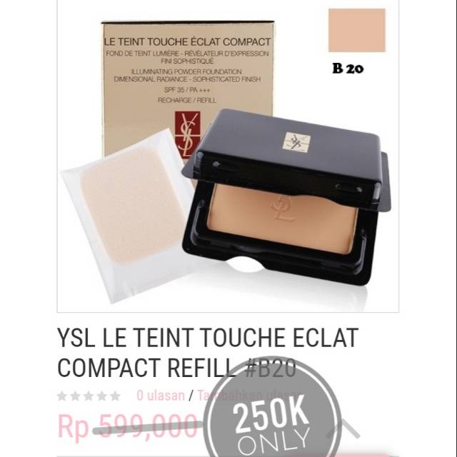 PRELOVED BEDAK YSL POWDER FOUNDATION LE TEINT TOUCHE ECLAT COMPACT REFILL