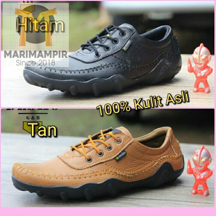 Marimampir SEPATU KERJA PRIA KULIT ASLI DESKO FORMAL CASUAL - SEPATU CIBADUYUT - Hitam, 38