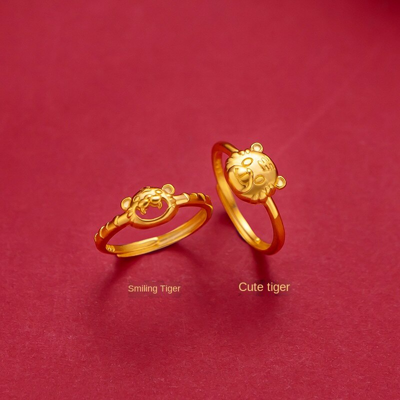 Cincin Emas Asli Kadar 375 Desain Zodiak Harimau 2022 Gaya Korea