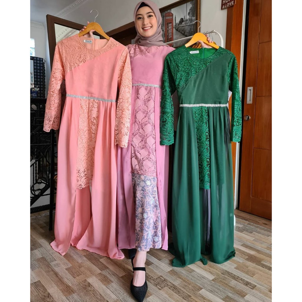 PB&gt; SET KEBAYA ALENA CERUTI - KEBAYA BRUKAT MODERN - KEBAYA BRUKAT KOMBINASI CERUTI IMPORT