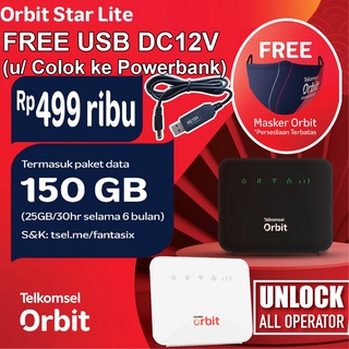 (FREE USB DC12V) Telkomsel Orbit Star Lite WiFi 4G Free 150GB Unlocked Garansi Resmi