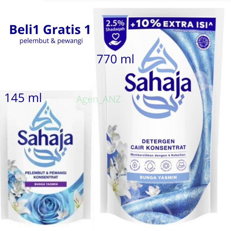 sahaja detergen cair 770ml deterjen cair sabun cuci baju bunga yasmin gratis sahaja pelembut  Halal  efektif hilangkan noda tanpa bahan pewarna