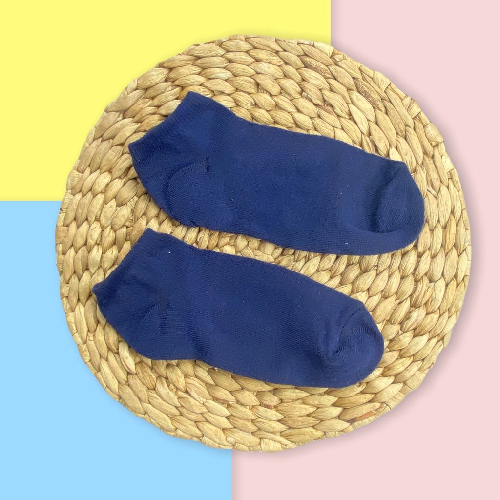 HC Kaos Kaki Wanita Polos Kaos Kaki Pendek Semata Kaki Ankle Bahan Spandex Lembut Cute Short-HC3471 NAVY