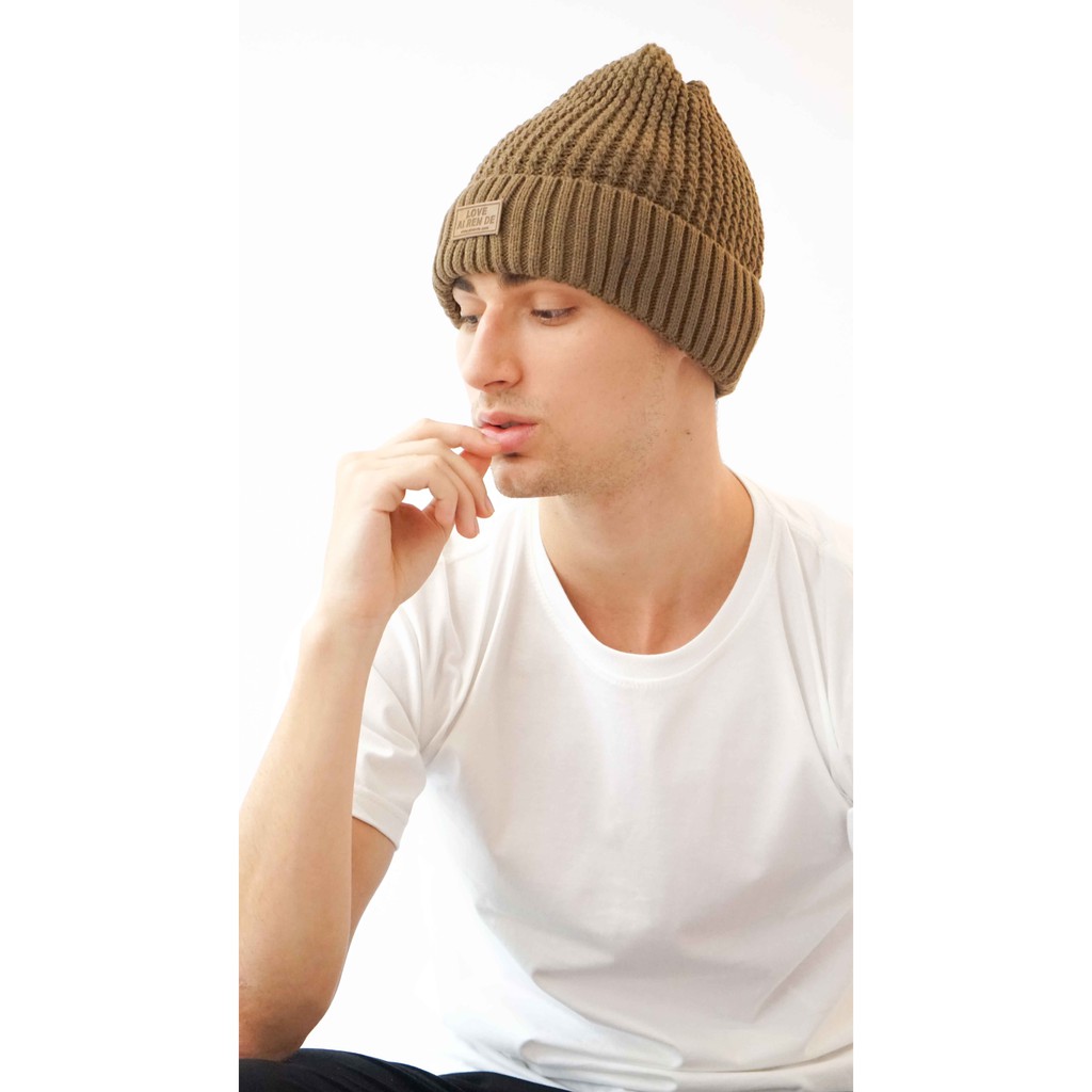 Houseofcuff Topi Kupluk Rajut Beanie Hat Polos Topi Gunung Cokelat Solid