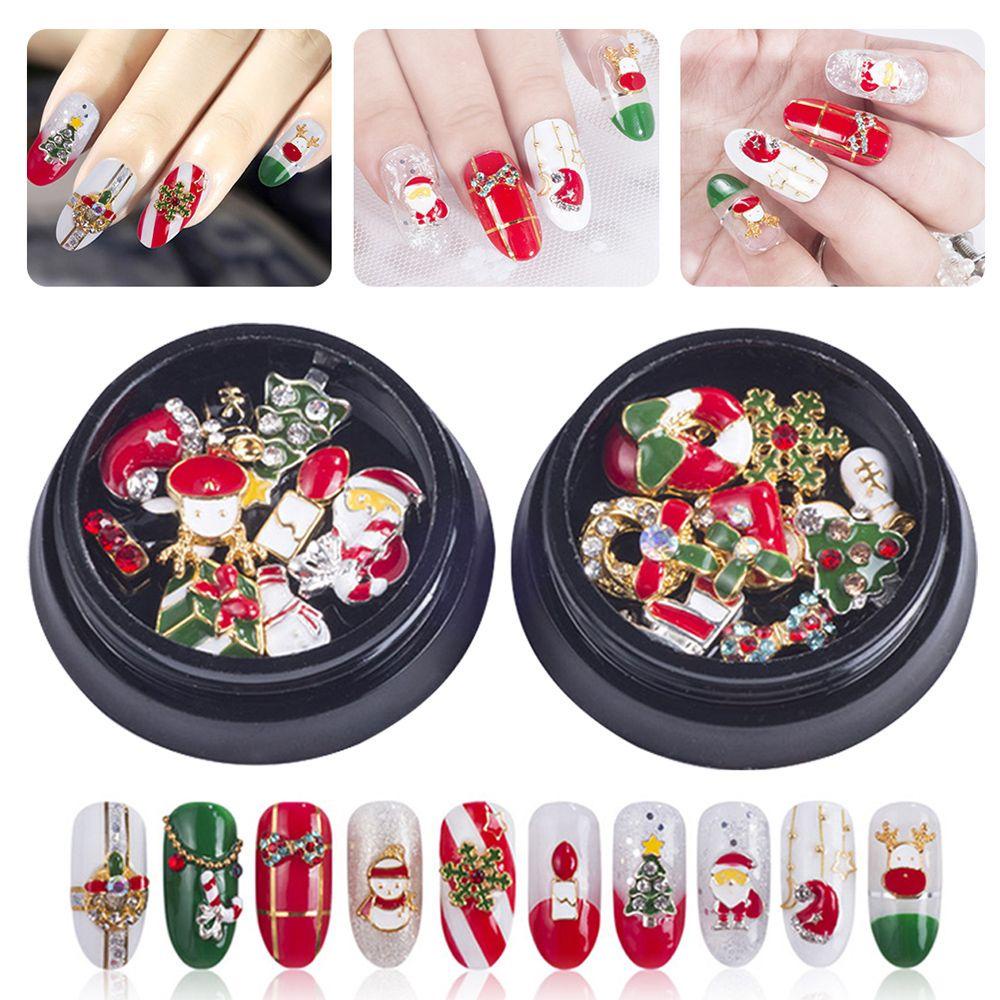 Quinton Ornamen Snowflake / Pohon Natal Bahan Alloy Untuk Dekorasi Nail Art DIY