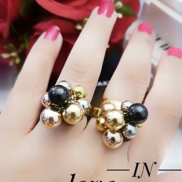 Titanium cincin anggur lapis emas 24k 3105j