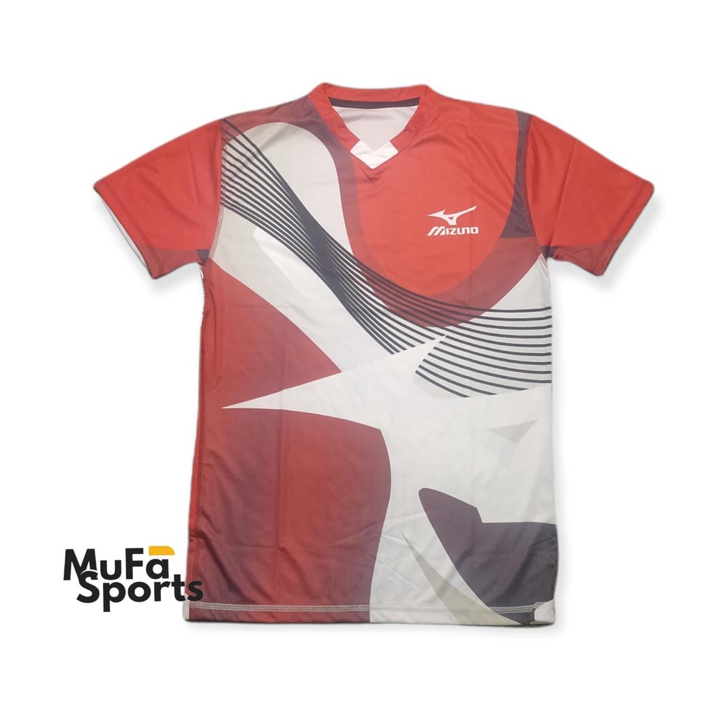 Baju kaos jersey atasan voli full printing Wanita warna Maroon