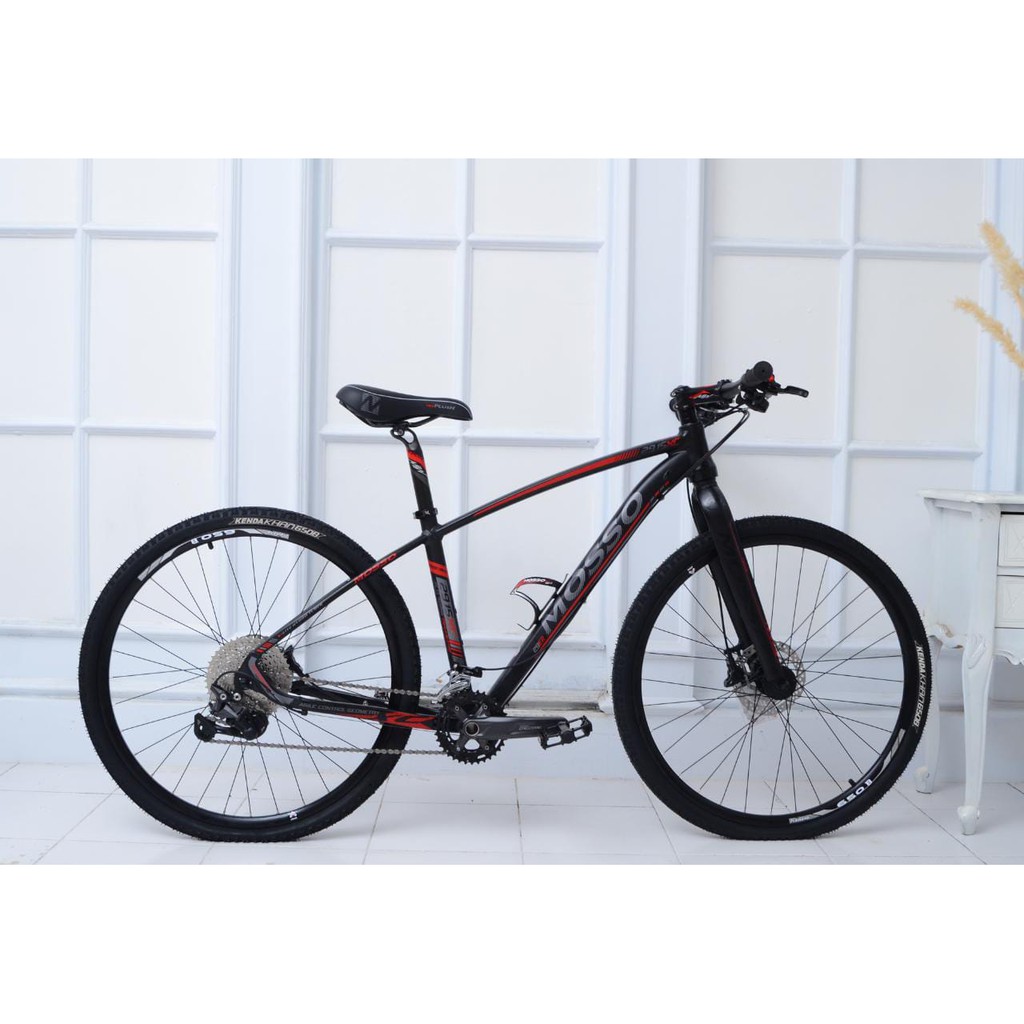 sepeda MTB MOSSO 29er Alloy 7005 sangat ringan Full Shimano deore 2x10 Speed GRESS inner cable