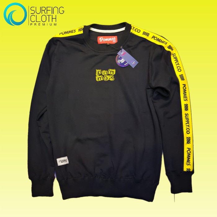 Sweater Pria Pommes Soft List Yellow - Sweater Ahha Style
