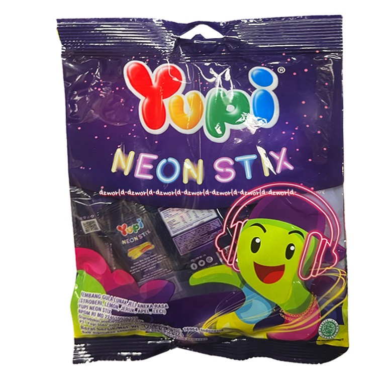 Yupi Neon Stix 120gr Kembang Gula Lunak Jelly Permen Aneka Rasa Yuppi Neon Stick Candy Jely Jeli