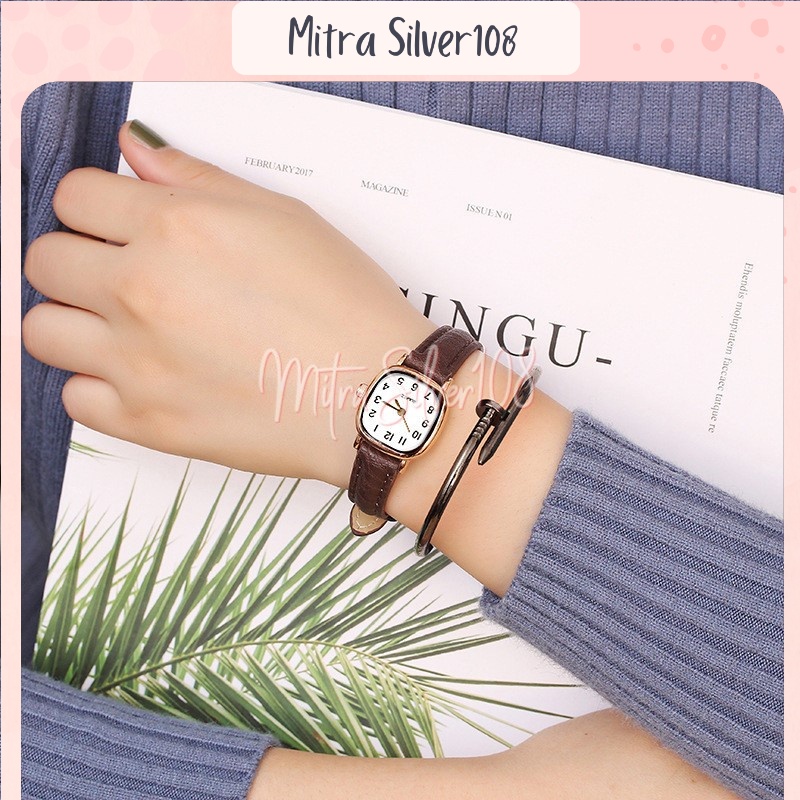 [MS108] JT 11 - Jam Tangan Quartz Strap PU Analog Casual Gaya Retro Untuk Wanita Watch Fashion Korean