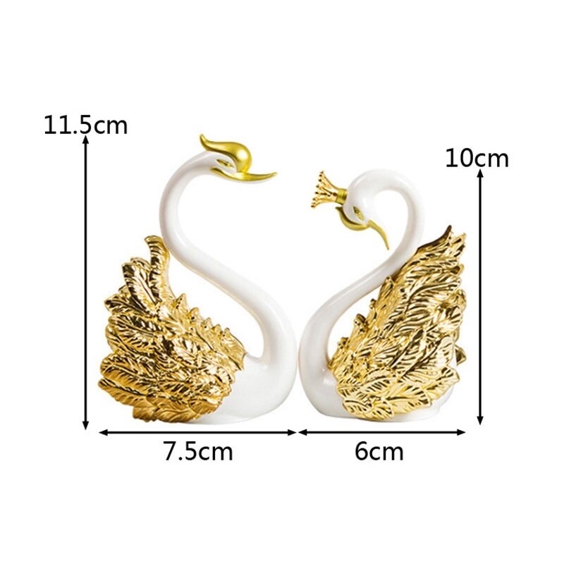 Sepasang Angsa Swan Pajangan Flaminggo Hiasan Wedding Gold Silver Decorasi Ruangan