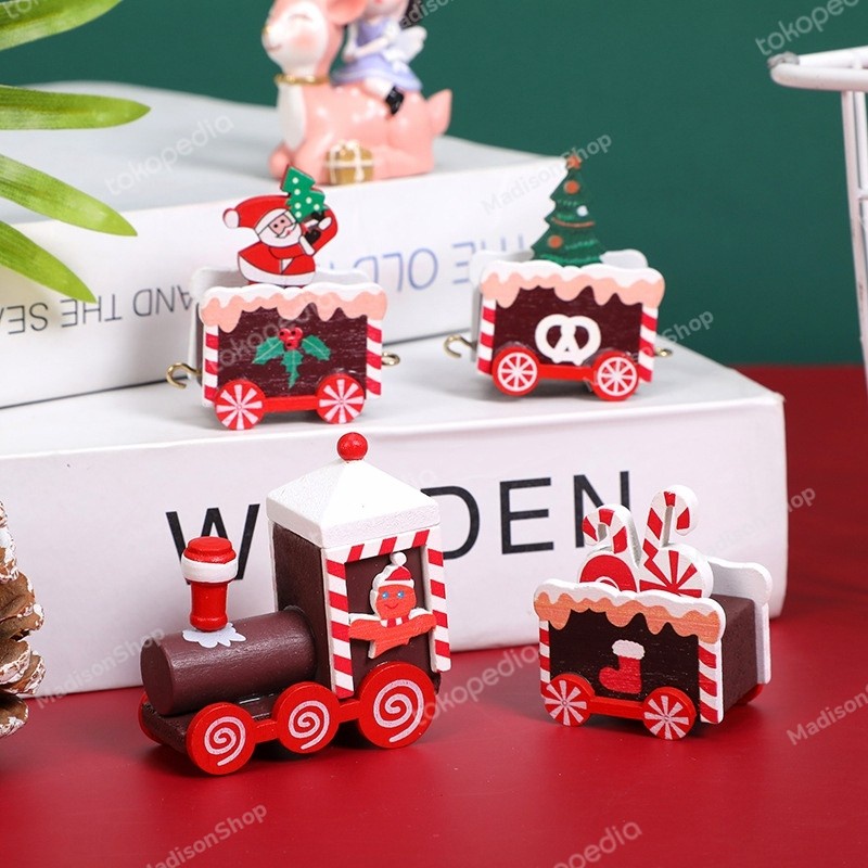 Kereta Kayu Candy Natal Christman Train Model Permen Kqdo Natal Murah