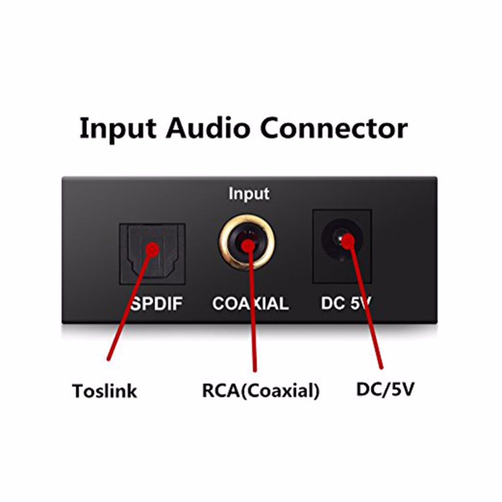 Konverter Audio Coaxial Toslink ke 3.5mm AUX RCA R/L - Black