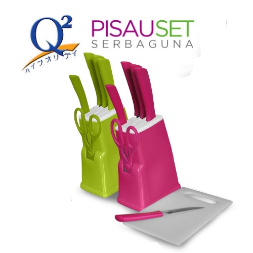 Pisau Set Q2-011P / Knife + Telenan + Gunting - Pisau Set Serbaguna