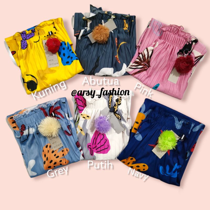 (3-8 th) Rok plisket anak pom motif kaktus / Rok anak perempuan