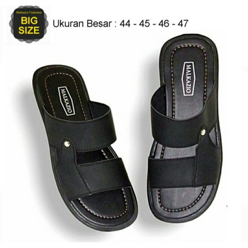 Sandal Slide Pria JUMBO SIZE BESAR / Sandal Kulit Kasual Bapak2 Hitam, 47