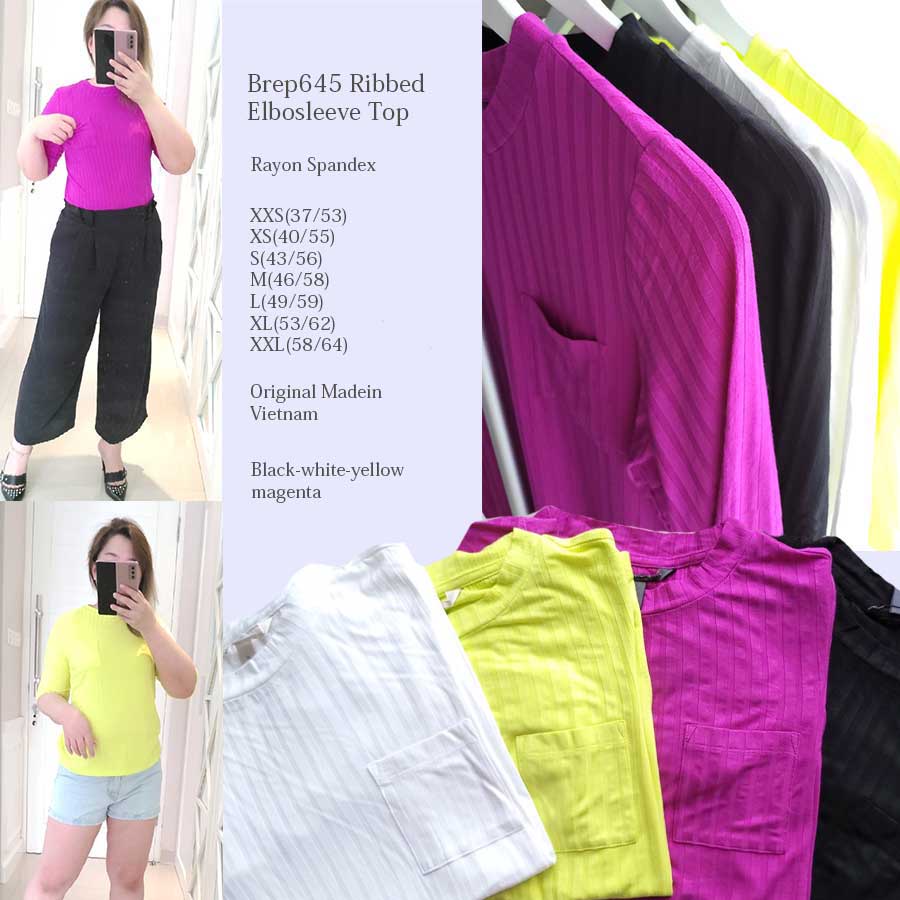 BLOUSE WANITA BREP645 RIBBED ELBOWSLEEVE TEE-6