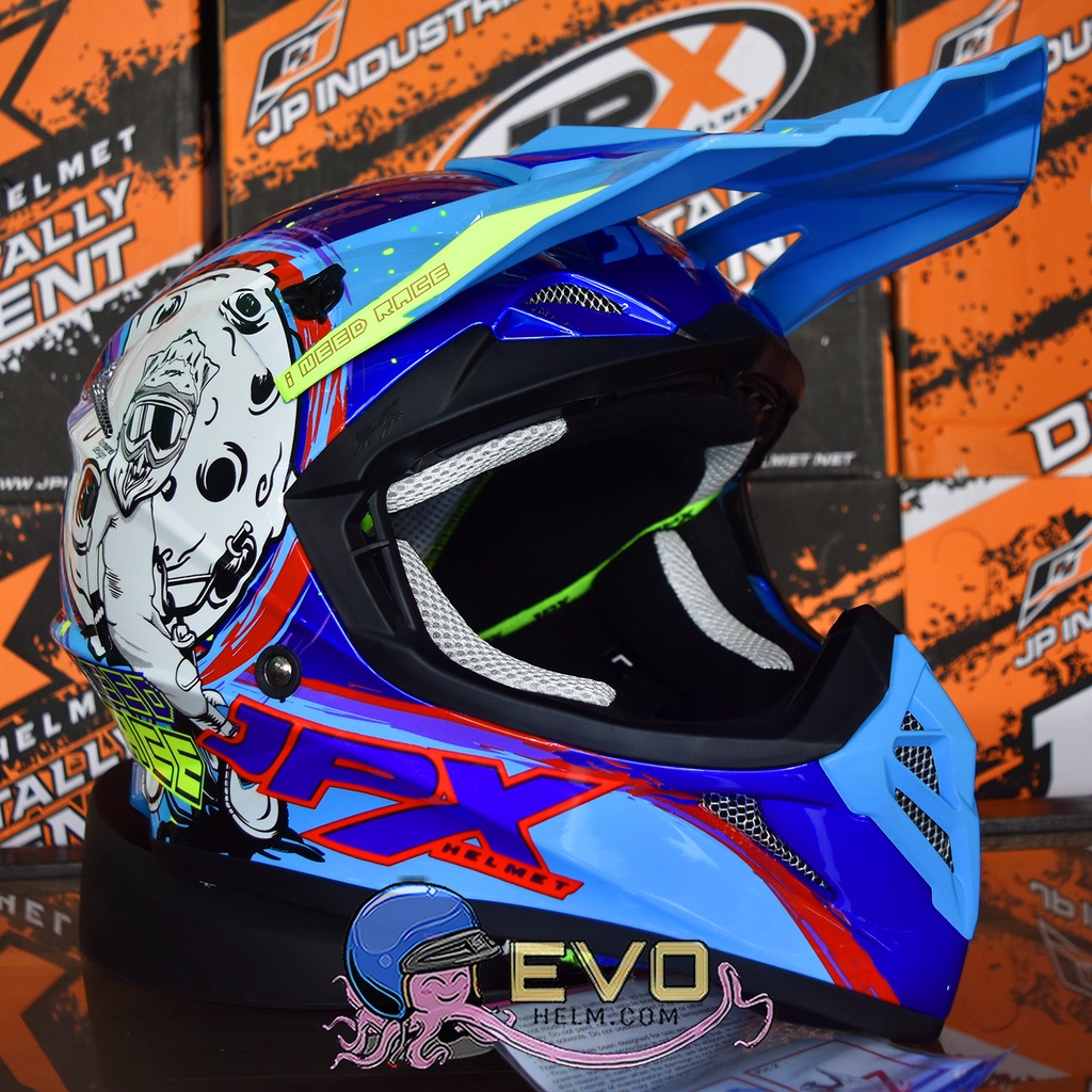 JPX CROSS_SERI X21 - PEPSI BLUE GLOSS + GOOGLE SNAIL (ONGKIR 2 KG) HELM JPX X21 ORIGINAL HLEM JPX ASTRONOT HELM JPX TERBARU