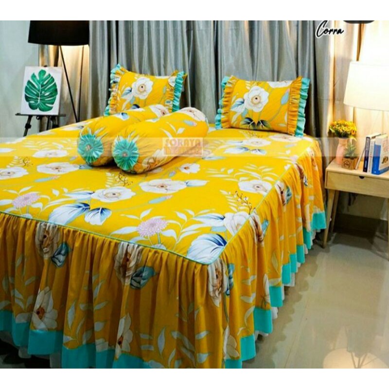 COD Soraya Bedsheet SPREI RIMPEL SORAYA CORRA Kuning King SIZE 180X200X55