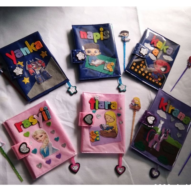 TERMURAH SAMPUL IQRO FLANEL KARAKTER (TANPA IQRO), BISA CUSTOM NAMA