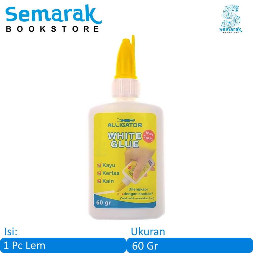 

Lem Putih Serbaguna Non Toxic Alligator White Glue 60 gr [1 Lem]