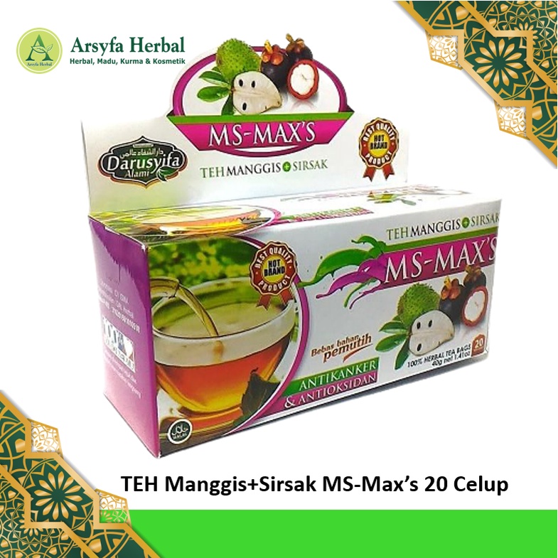 

Teh Celup Herbal Kulit Manggis Daun Sirsak MS Max's Darusyifa Alami, Teh Kulit Manggis Darusyifa