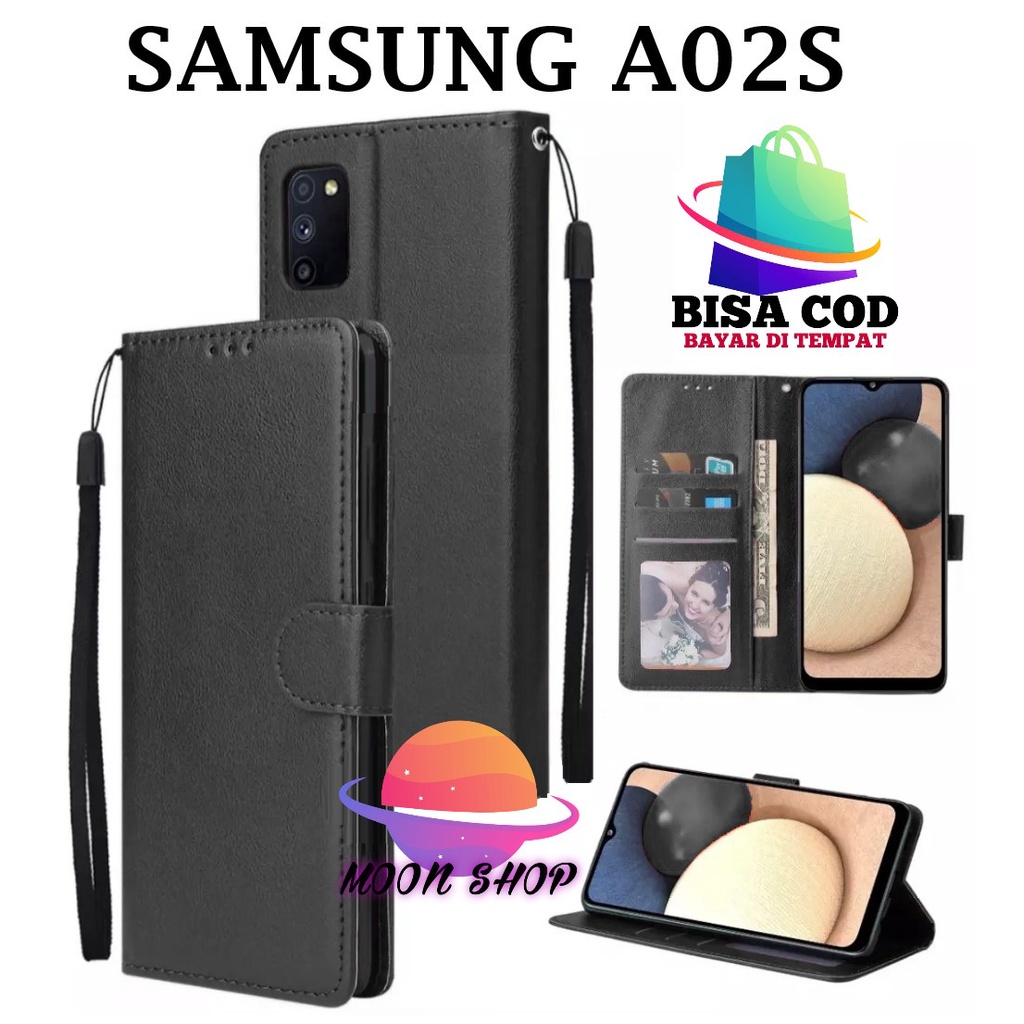SAMSUNG A02S FLIP LEATHER CASE PREMIUM-FLIP WALLET CASE KULIT UNTUK SAMSUNG A02S - CASING DOMPET-FLI