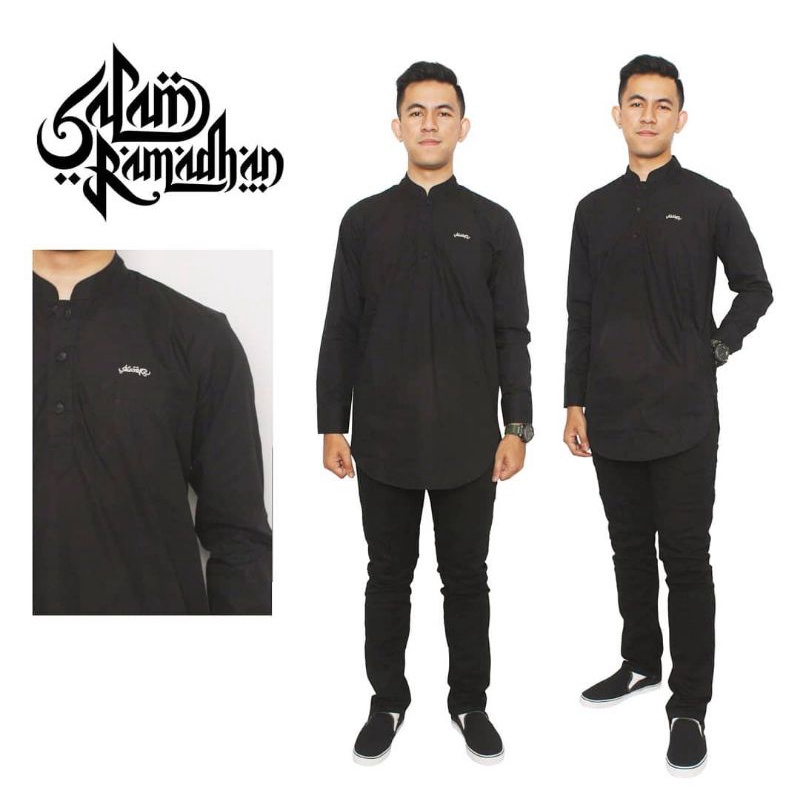 Kemeja Koko Skaters Hitam Abu SD049