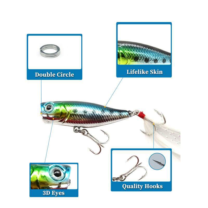 Shengyao 1pc Umpan Pancing Ikan Bass Wobbler Mini 4.5cm 3.5g Fishing Lure Popper Minnow Sinking Bait