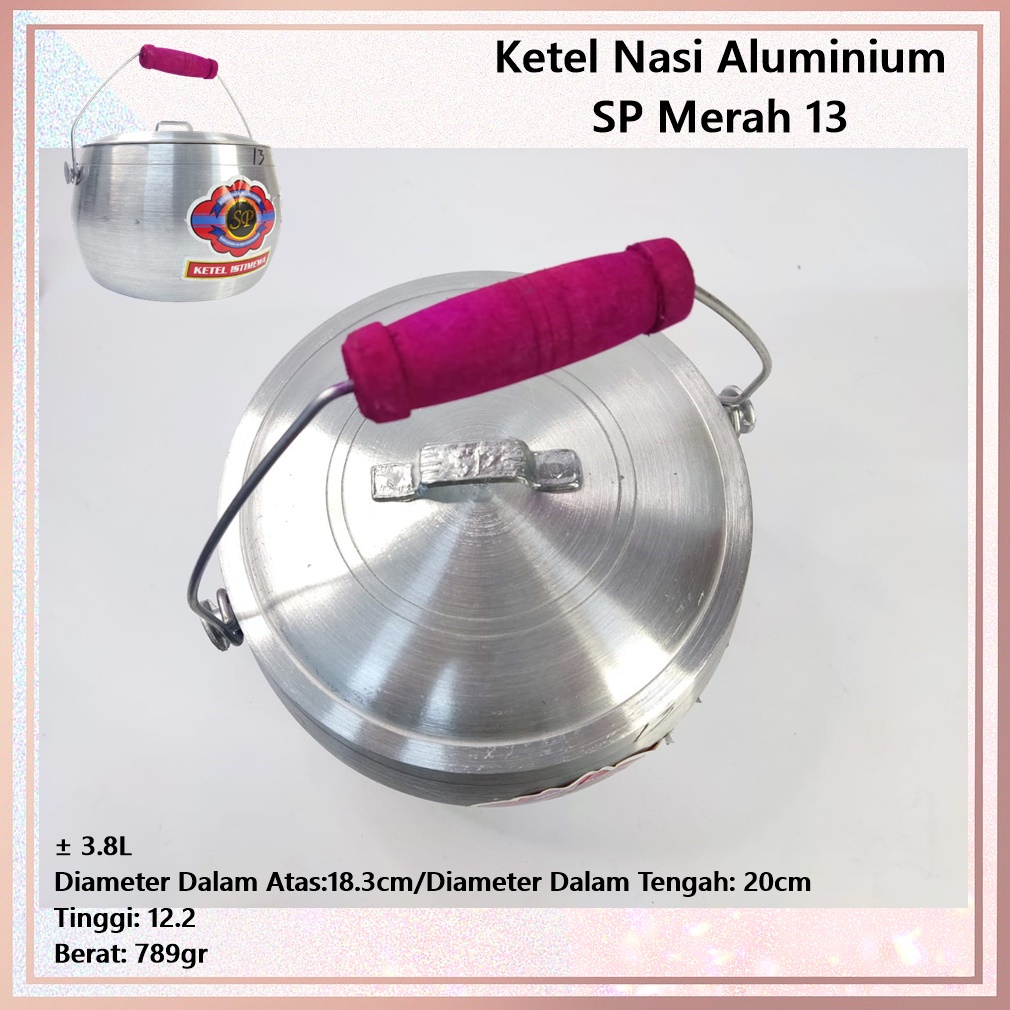 Ketel/Kastrol/Periuk Panci Nasi Liwet  Aluminium SP Merah 13 ± 3.8L