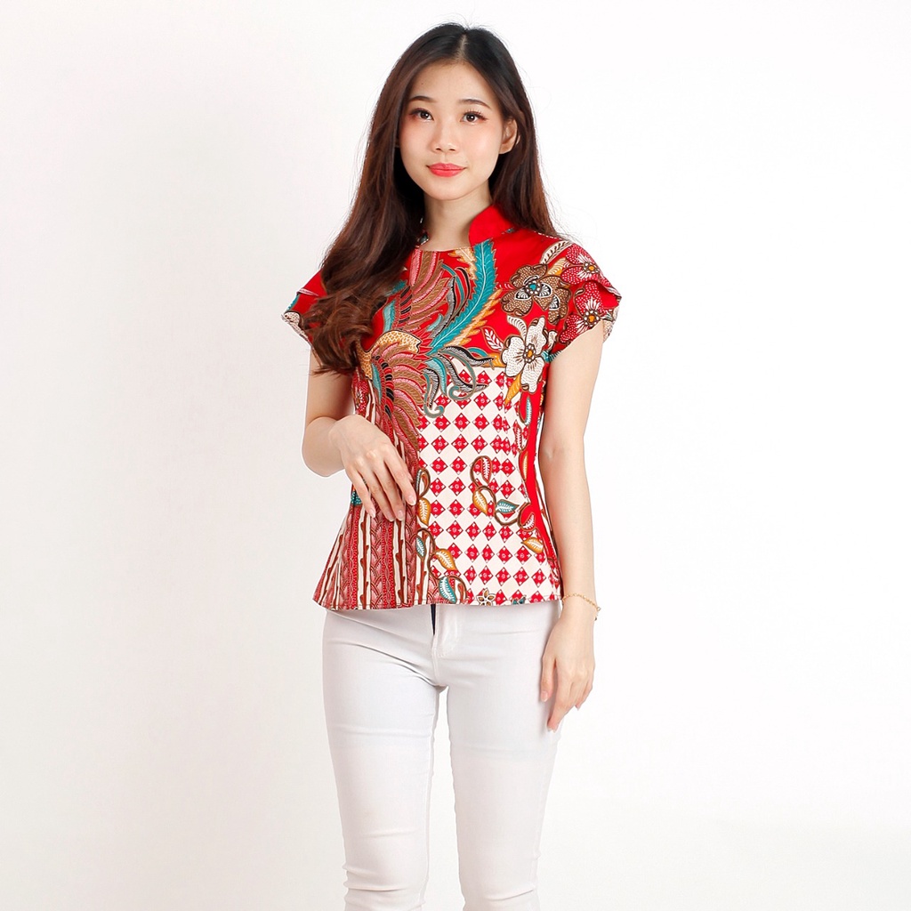 Batik wanita - Atasan blouse batik wanita fashion 569-RED B