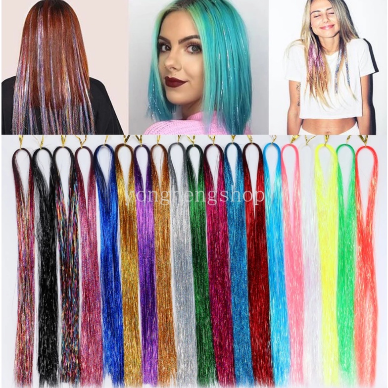 Hair Extensions Bahan Sintetis Ukuran 93m Aksen Glitter