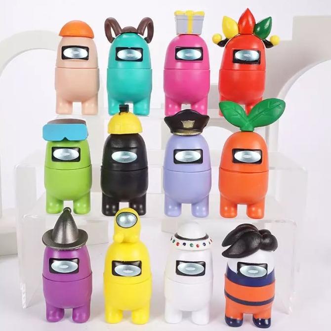 ACTION FIGURE AMONG US IMPOSTOR SET 12 PCS TOPPER CAKE MINIATUR HIASAN