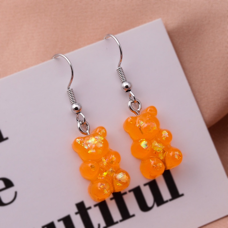 [ACKER] INS Kartun Beruang Resin Anting Permen Warna Kreatif Untuk Wanita