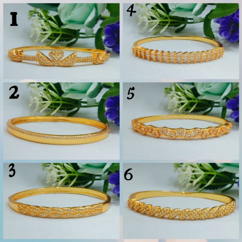 P-9300.Gelang kolong xuping wanita berlapis emas dengan mata zircon uk5cm.