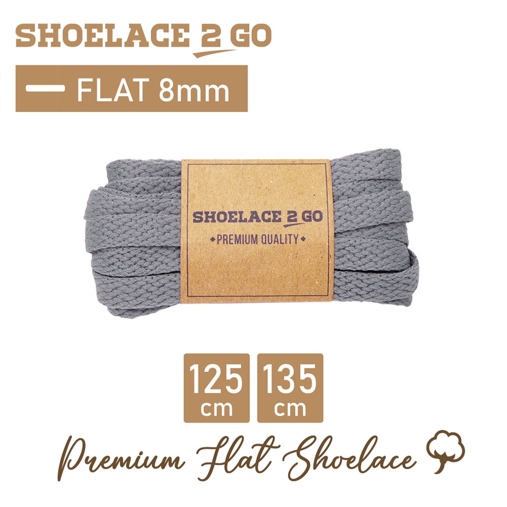 SHOELACE 2 GO PREMIUM TALI SEPATU GEPENG PIPIH FLAT E13 - GREY