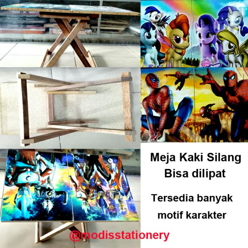 meja belajar Kaki kayu silang