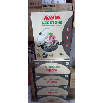 WAJAN PENGGORENGAN MAXIM WOK NEOSTONE 30 CM DENGAN TUTUP KACA ORIGINAL ANTI GORES &amp; ANTI LENGKET