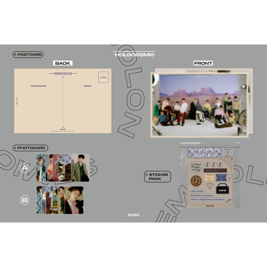 

Seventeen Semicolon Series Pack [ Sticker, Postcard, Photocard ] KPOP