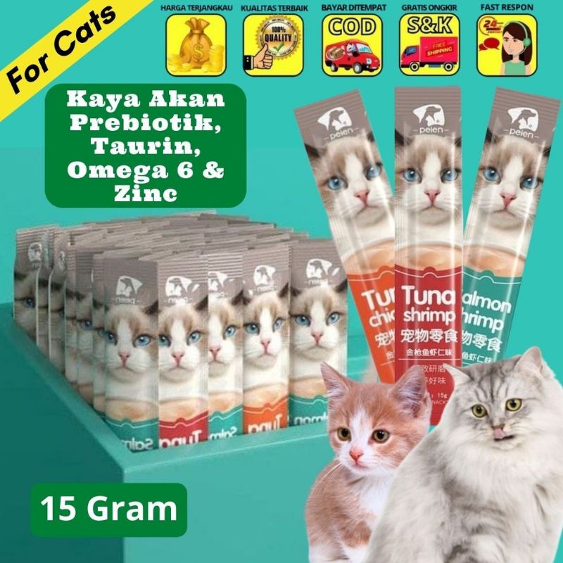 Peien Pet Snack 15 Gr Creamy Cat Treats Premium Cat Snack Makanan Kucing Cair