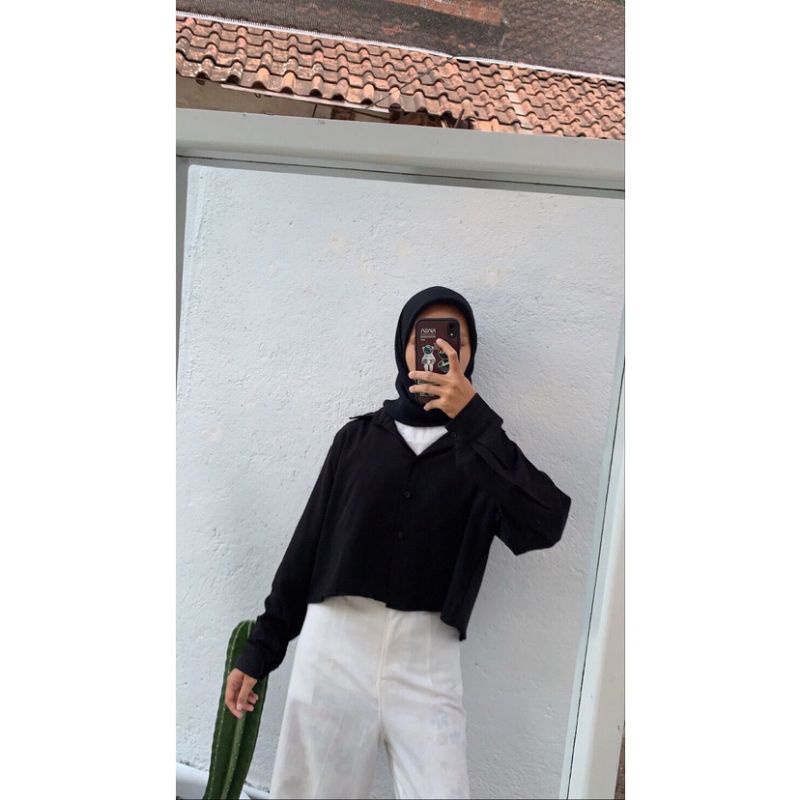 Hanin crop | Kemeja crop crinkle