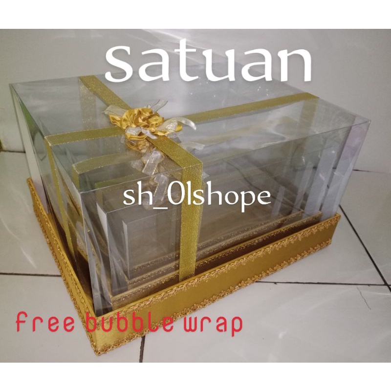 

DISKON2 kotak seserahan full mika pita silang SATUAN. "free bubble wrap