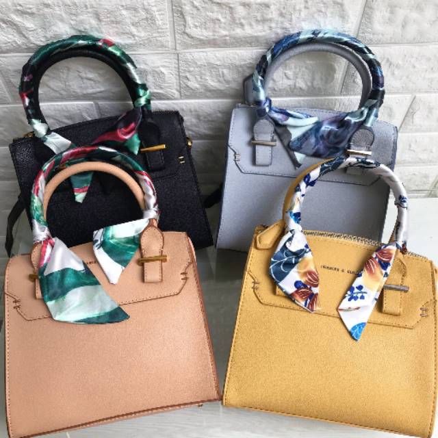 CHARLES AND KEITH SCARF WRAPPED TOP HANDLE BAG / SHOULDER BAG / TAS WANITA