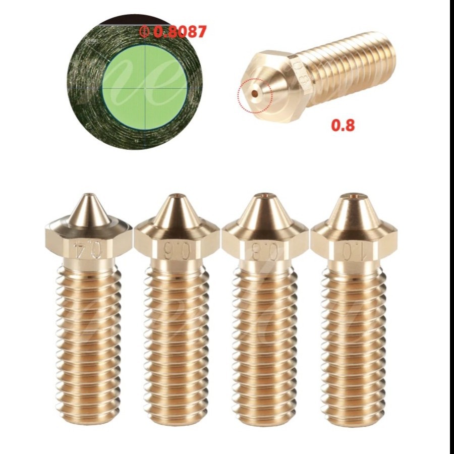 Original Mellow NF E3D V6 Sharp Volcano Nozzle Brass High Flow Long - 0,4 mm