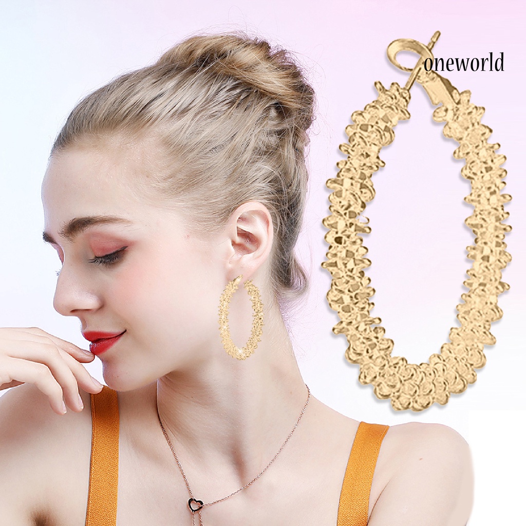 OW# 1Pair Hoop Earrings Lightweight Fashion Alloy Irregular Knotted Round Circle Hoop Earrings for Women