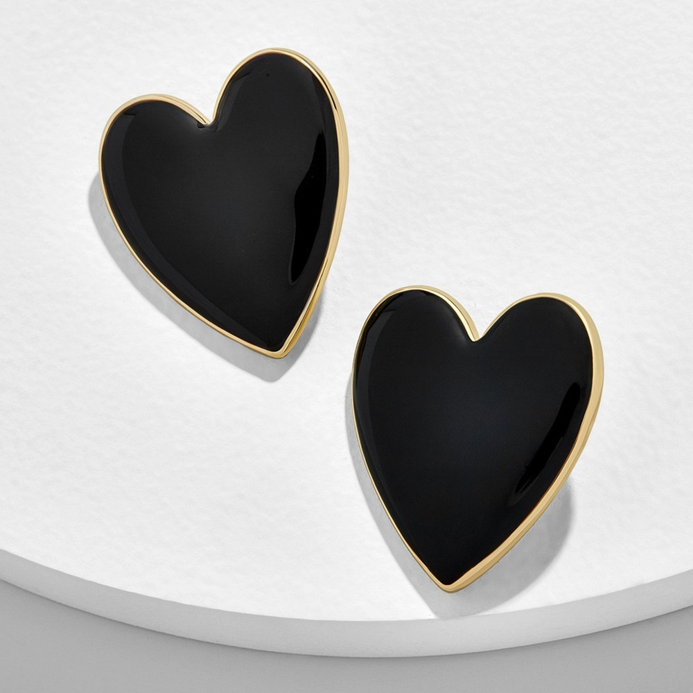 Needway  Statement Cute Enamel Big Love Heart Stud  Earrings