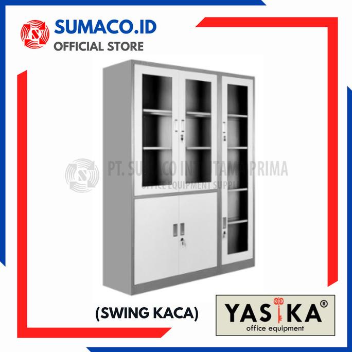 

cusss order] Lemari File / Arsip Cabinet || Yasika - Lemari 3 Pintu + Kaca + Rak