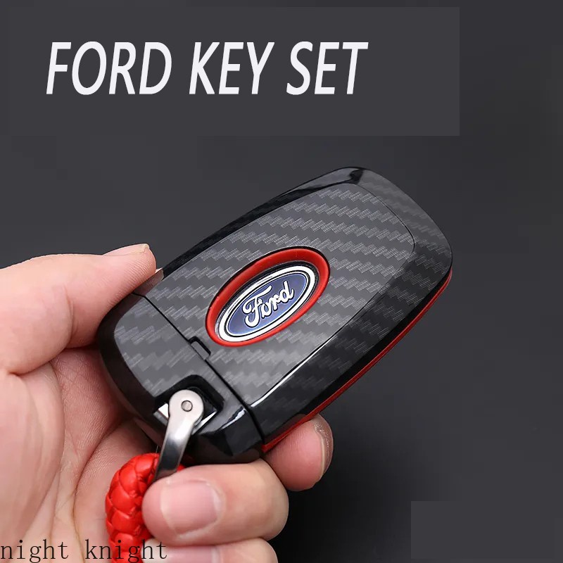 [Baru] Ford Serat Karbon Mobil Gantungan Kunci Case Gantungan Kunci Dompet Baru Mobil Logo Gantungan Kunci Kreatif Paduan Logam Gantungan Kunci Gantungan Kunci